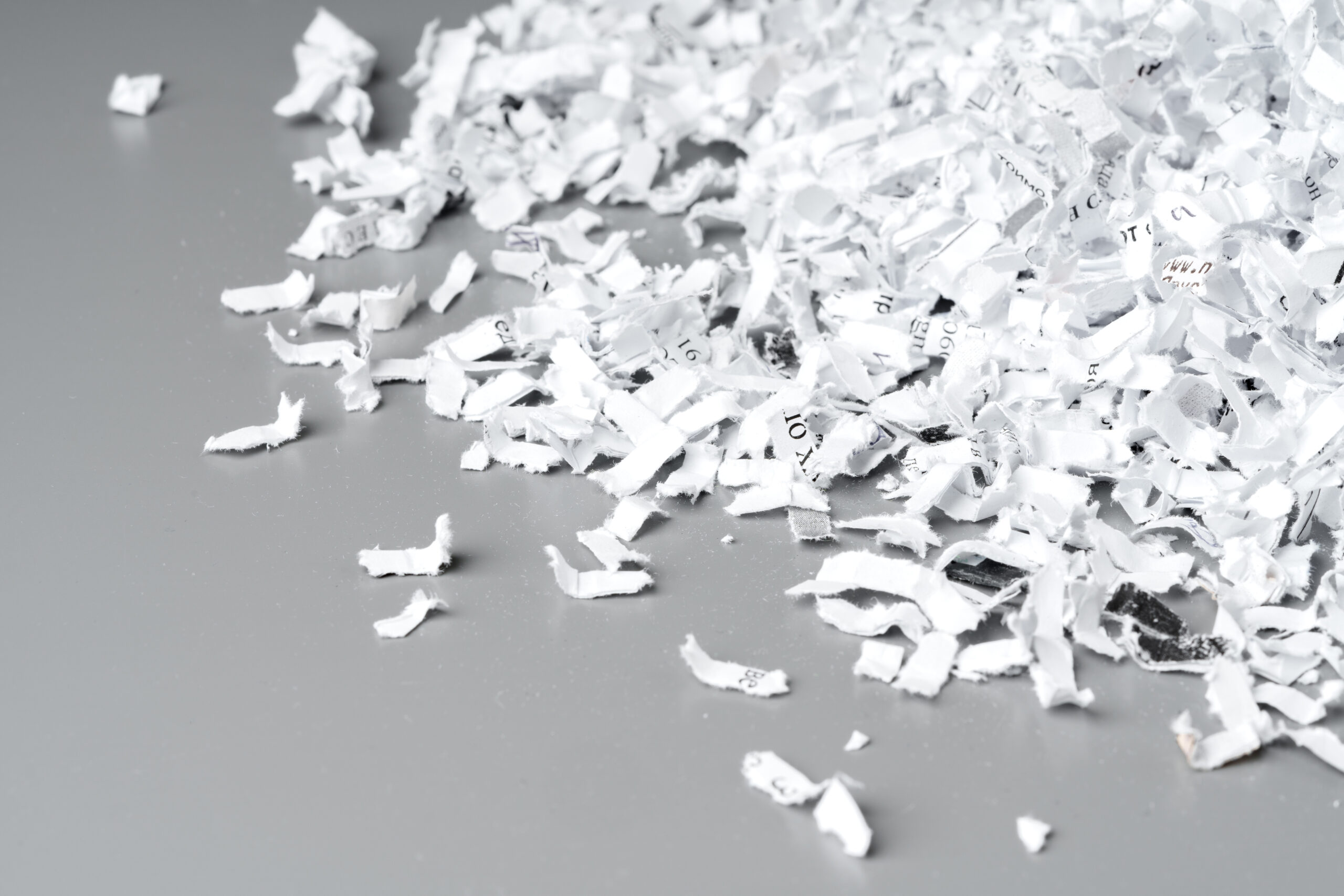 Shredded paper on white background close up photo